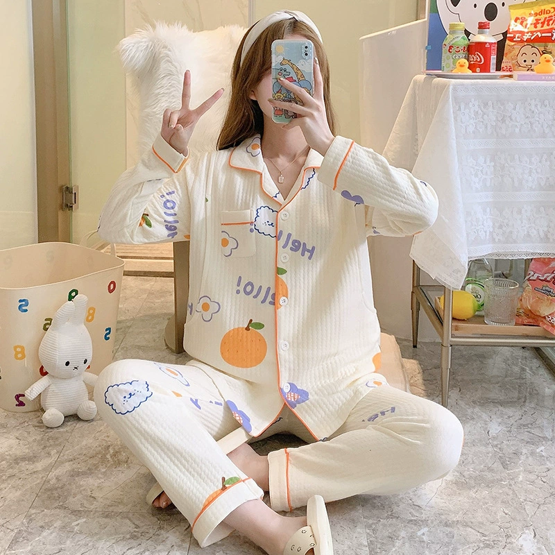 Луна одежда осень-зима хлопок утолщенный трехслойный воздушный хлопок 11 октября послеродовой для кормления беременных Пижама Костюм