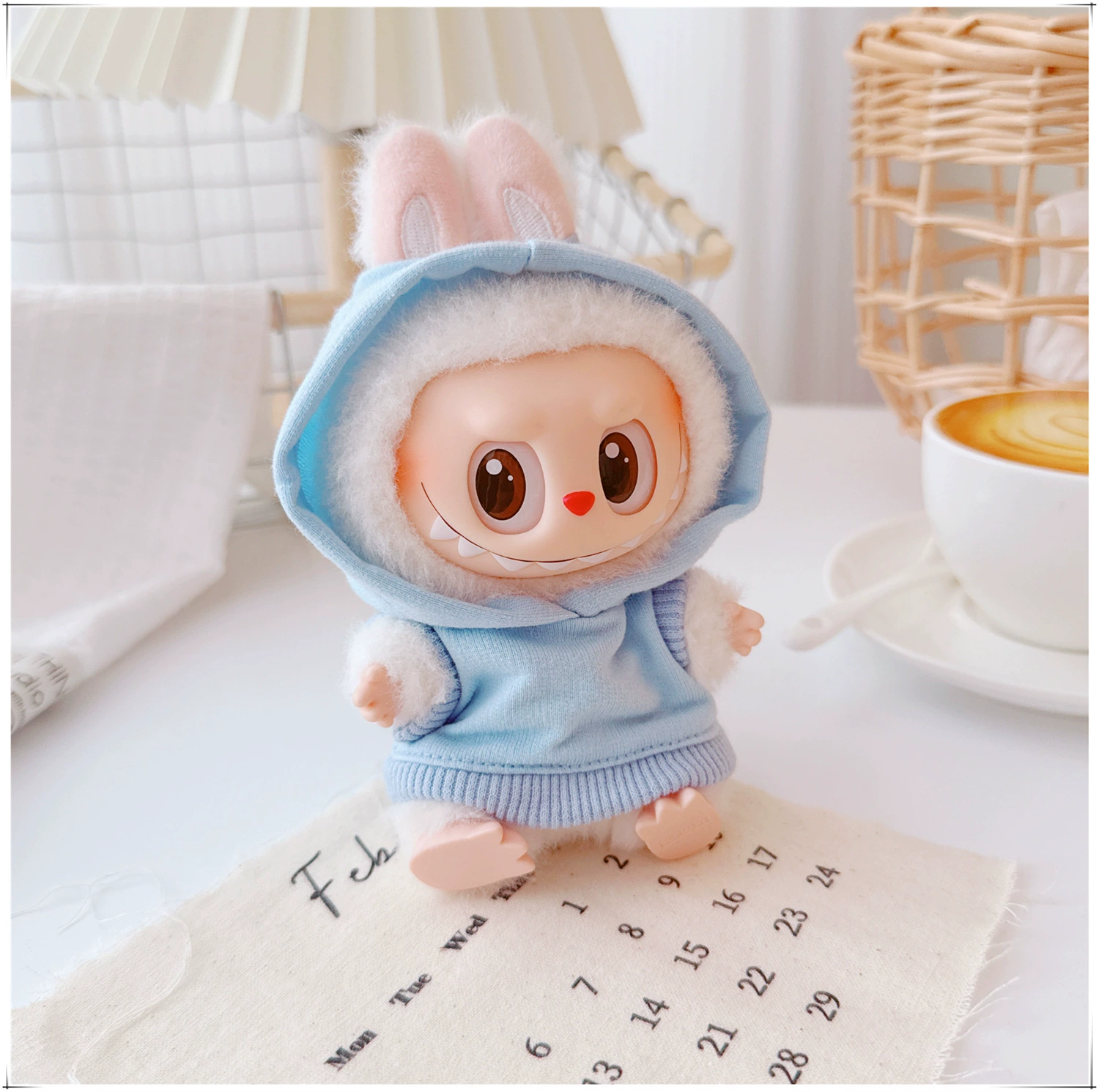 17см кукольная одежда Labubu, 10см хлопковая кукла Микки семейная черная, белая и серая модная толстовка худи штаны