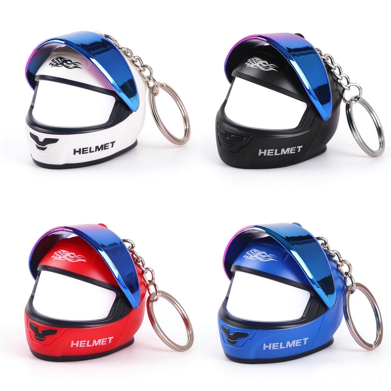 Cross-border creative gifts: Mini motorcycle helmet keychain with openable lens, motorcycle pendant, helmet wholesale Cross-border creative gifts: Mini motorcycle helmet keychain with openable lens, motorcycle pendant, helmet wholesale