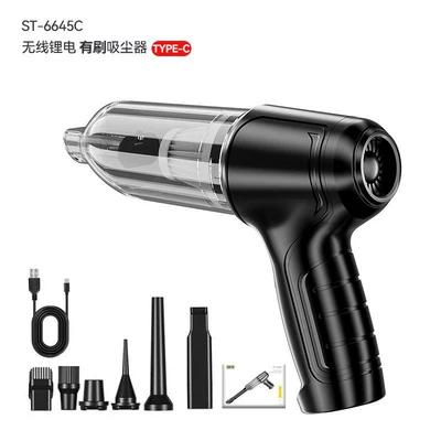 Handheld High Suction Blowing and | Tozsoranlar - black-brush-motor-2-sections-2000mah-blowing-suction-and-pumping-three-in-one-vacuum-cleaner