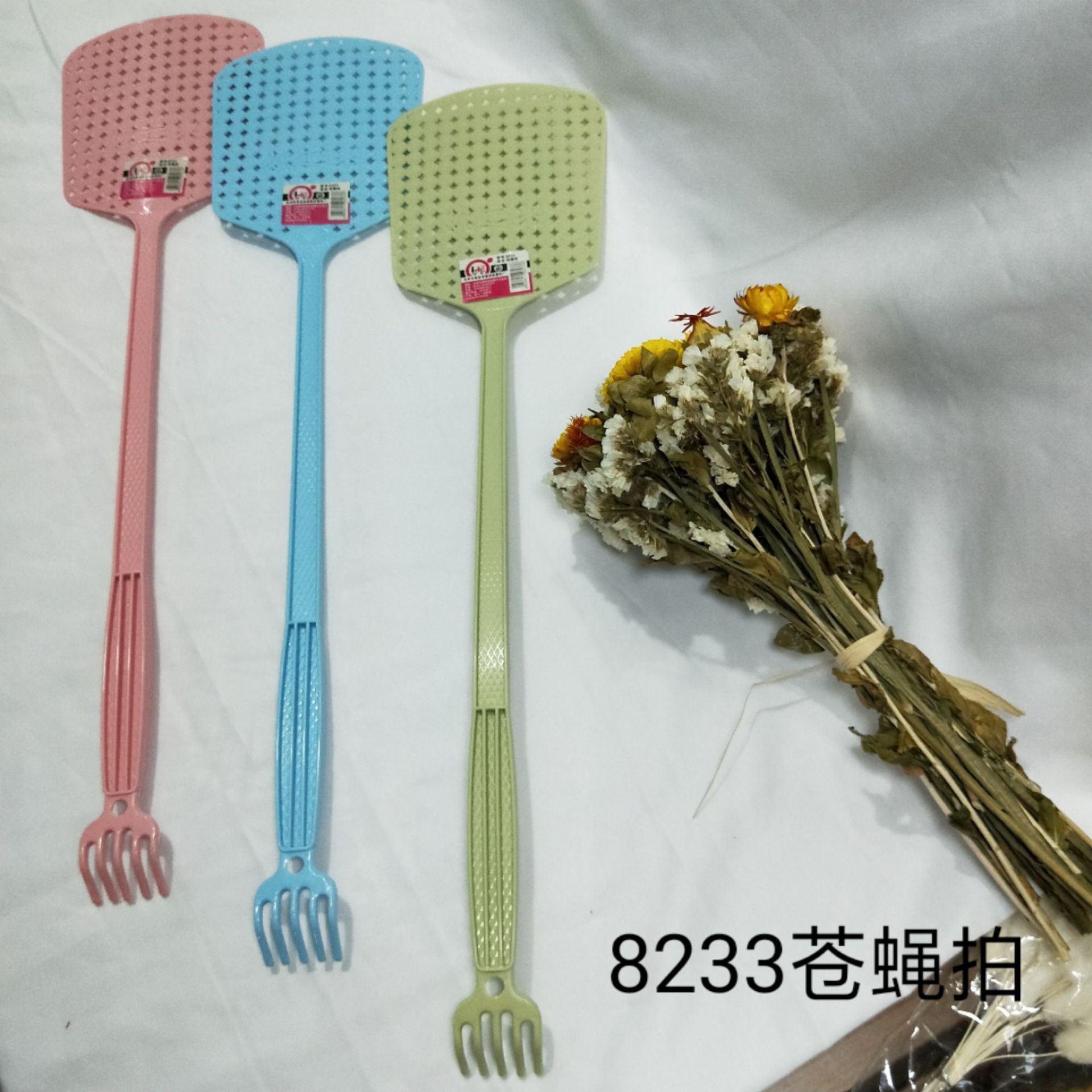 Hongyun Fly swatter Square Head Solid Color Plastic Mosquito and Fly swatter Creative Itchy Scratch Handle Design Fly Brand