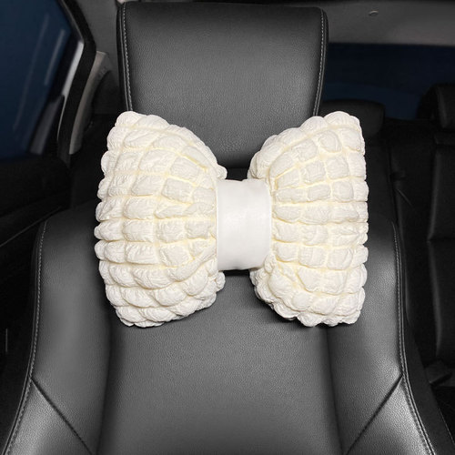 Car puff headrest, neck pillow, cushion, car seat lumbar support, car interior decoration, puff bow pillow for car