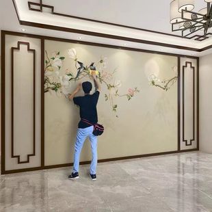 New Modern Landscape Flower and Bird Wall Covering 3D New Chinoiserie Tv Background Wall Painting Living Room Mural Bedroom Wall Covering