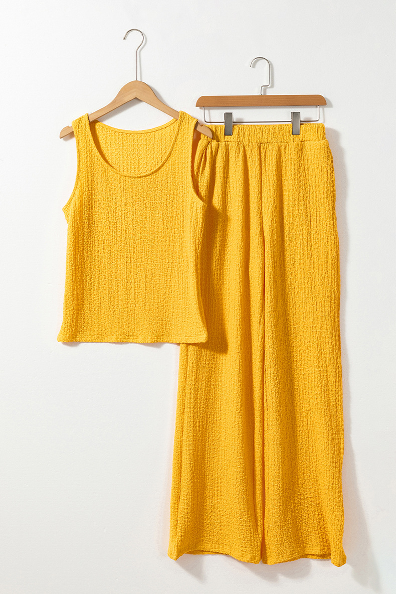 U Neck Tank Top and Wide Leg Pants Set 8