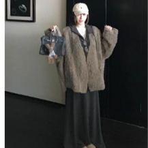 Skk Store环保小湖羊皮毛一体外套仿皮草大衣冬季皮毛一体外套女