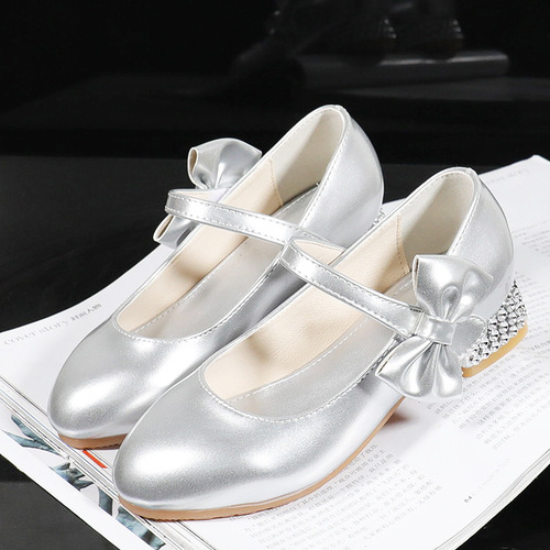 Children's High Heels Girls' Princess Single Shoes Formal Shoes Performance Shoes Kids Crystal Shoes Little Girls  New Arrival
