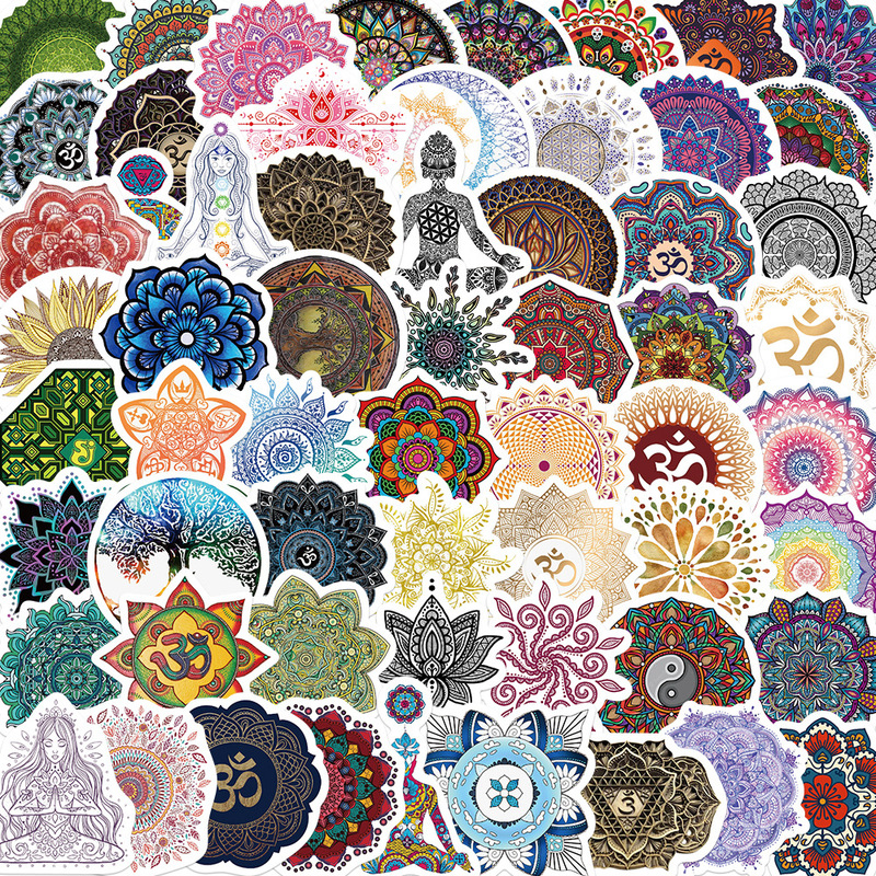 60 pieces of mandala flower yoga graffiti stickers luggage guitar notebook DIY waterproof stickers hot wholesale 60 pieces of mandala flower yoga graffiti stickers luggage guitar notebook DIY waterproof stickers hot wholesale