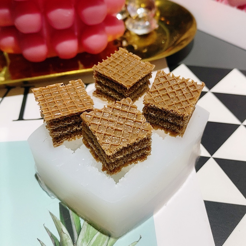 Galleta oblea de chocolate galleta simulación silicona molde DIY hecho a mano epoxi arcilla fondant Decoración