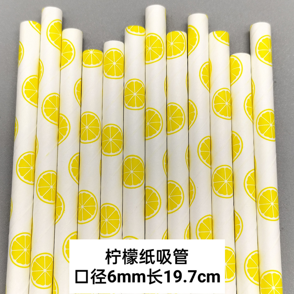 Paja de papel naranja desechable degradable decoración de fiesta paja bebida cóctel hecho a mano tubo recto