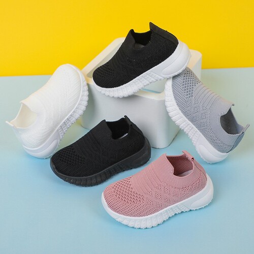 Children's sports shoes, white sneakers for boys and girls, soft sole, slip-on casual shoes, knitted mesh shoes, sizes 22-39