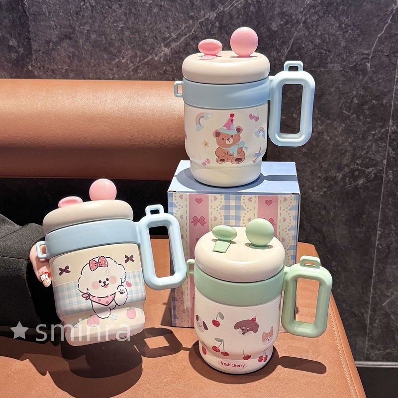 高颜值保温杯女生桌面杯2025新款便携水杯办公双饮吸管杯咖啡杯子|undefined