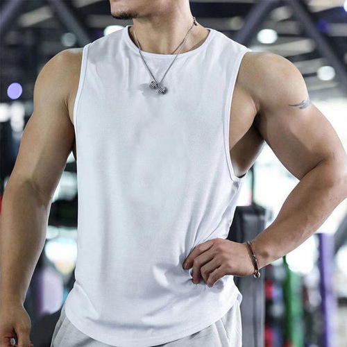 Summer New Versatile Quick-Dry Sports Fitness Sleeveless Crew Neck T-Shirt Running Training Basketball Loose Back Shirt for Men