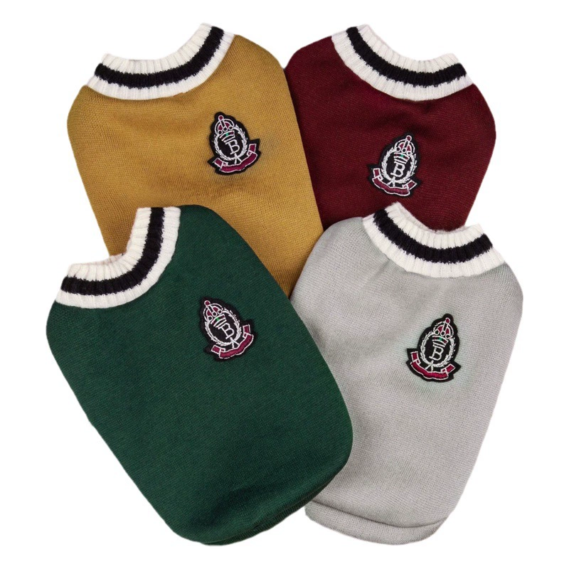 Одежда для домашних животных осень и зима Новый вязаный жилет с V-образным вырезом жилет в стиле преппи Тедди Бомеи модная одежда для собак оптом