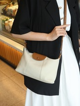 小众女包高级感真皮饺子包跨境撞色TOGO头层牛皮单肩斜挎包66049