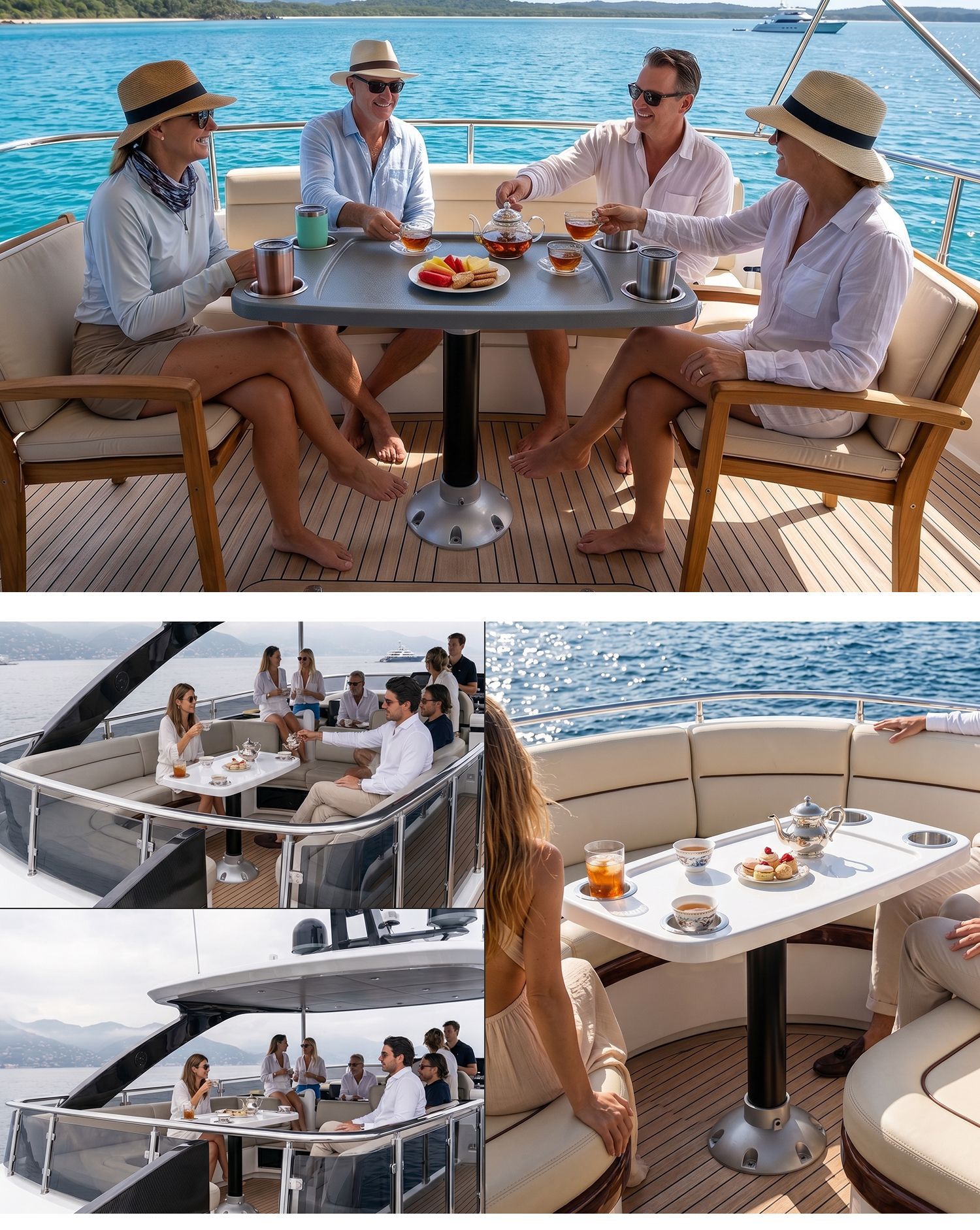 KOETSU RV and Marine Accessories ABS Square Table Deck Coffee Table Boat Square Tea Table Yacht Table