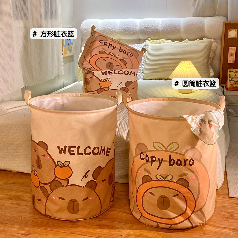 Capibara Large Capacity Foldable Waterproof Laundry Basket Cute Bedroom Home Use Plush Toy Storage Basket