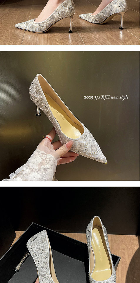 Giày cao gót nữ mũi nhọn gót nhọn đính pha lê, gót 6–8 cm — Màu mơ, Màu xám bạc chi tiết 14