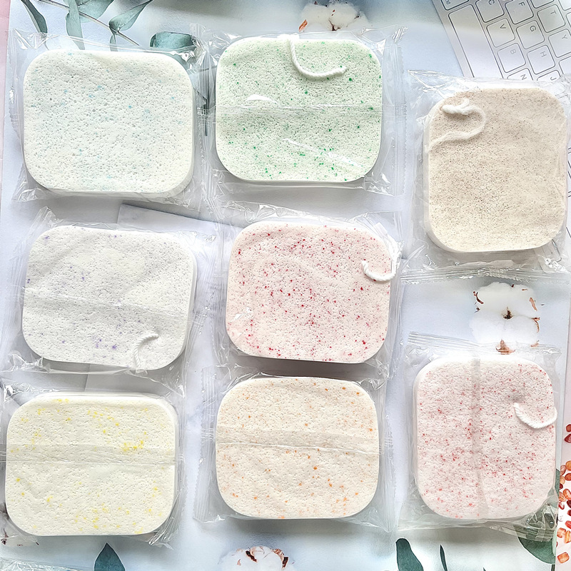 Seaweed facial cleanser with exfoliating scrub, thickened and larger granule sponge for baby bathing and showering sponge