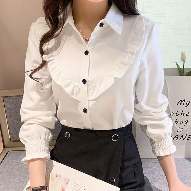 加绒加厚红色秋冬新款灯笼袖时尚长袖衬衫女宽松内搭衬衣外套保|undefined