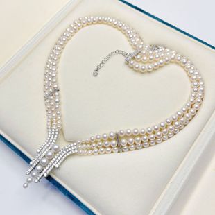 On the new fashion multi-layer freshwater pearl necklace with dress a word collar to share a generation of hair