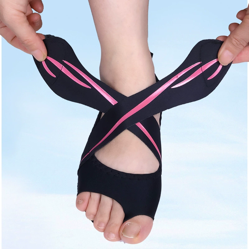 Трансграничная обувь для йоги с мягким дном Крытый пилатес с открытым пальцем регулируемый ремешок подошва силиконовая спортивная обувь для йоги