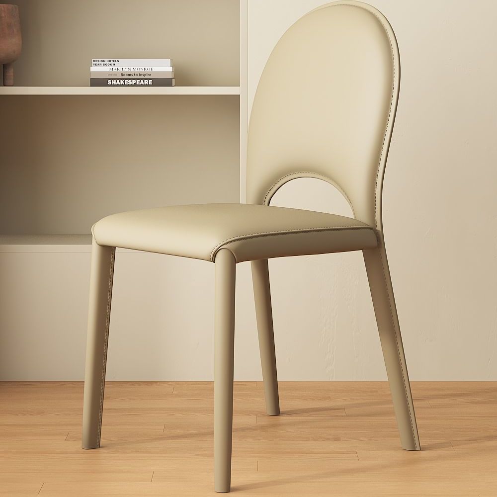 silla de comedor de estilo crema estilo minimalista mesa de comedor de hotel taburete de respaldo de diseño modelo silla de cuero de silla