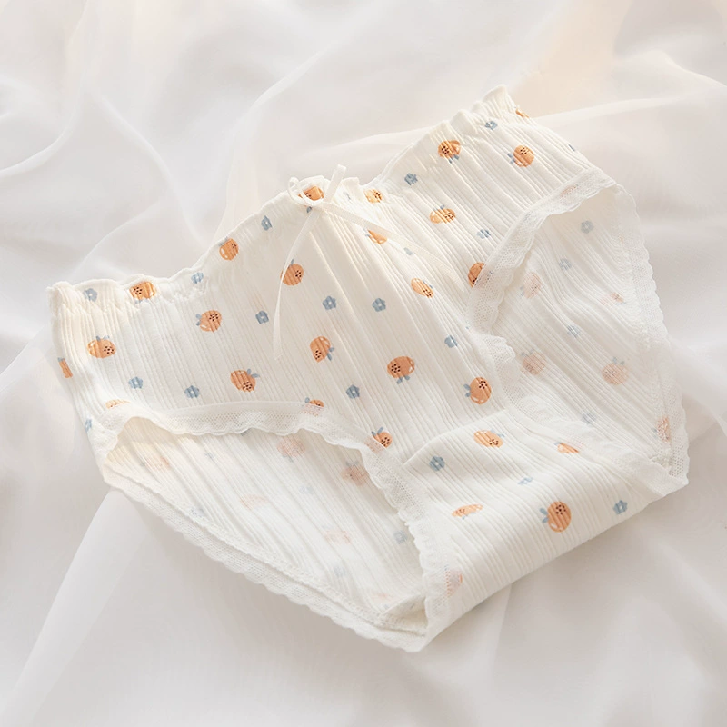 Women’s rib‑knit cotton panties, mid‑rise, lace trim, hip‑accenting, sizes M–XL