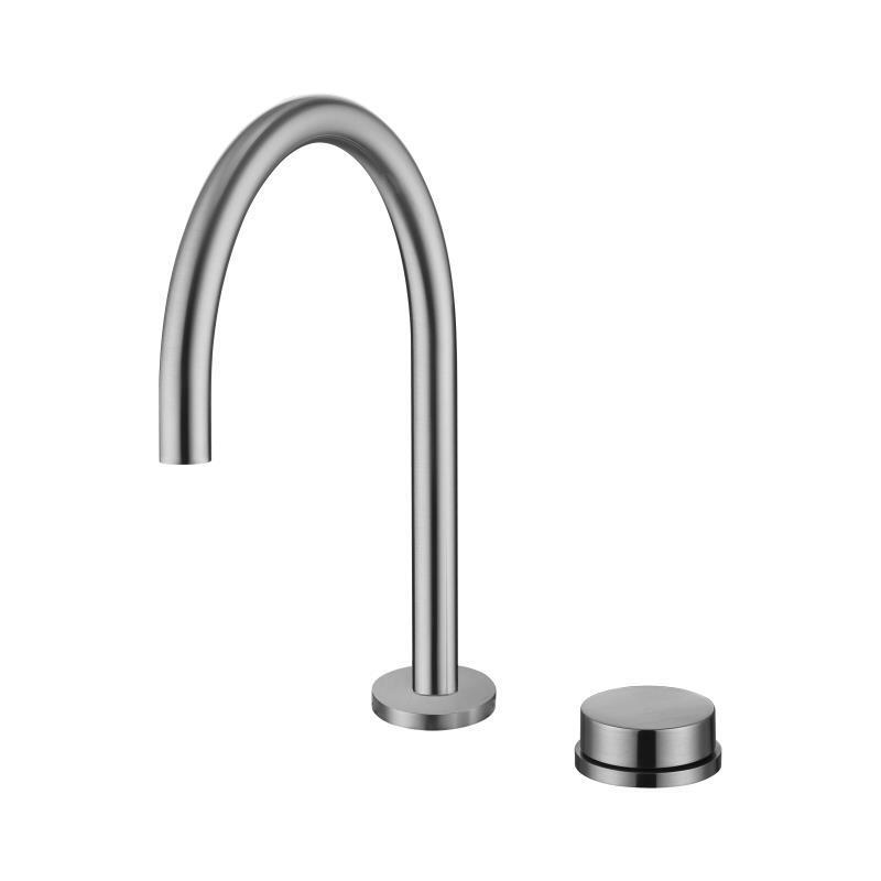 Kaiping Youjia Sanitary Ware All-Copper Nickel Brushed Double-Hole Split Basin Faucet Hot and Cold Water Brushed Silver 32155