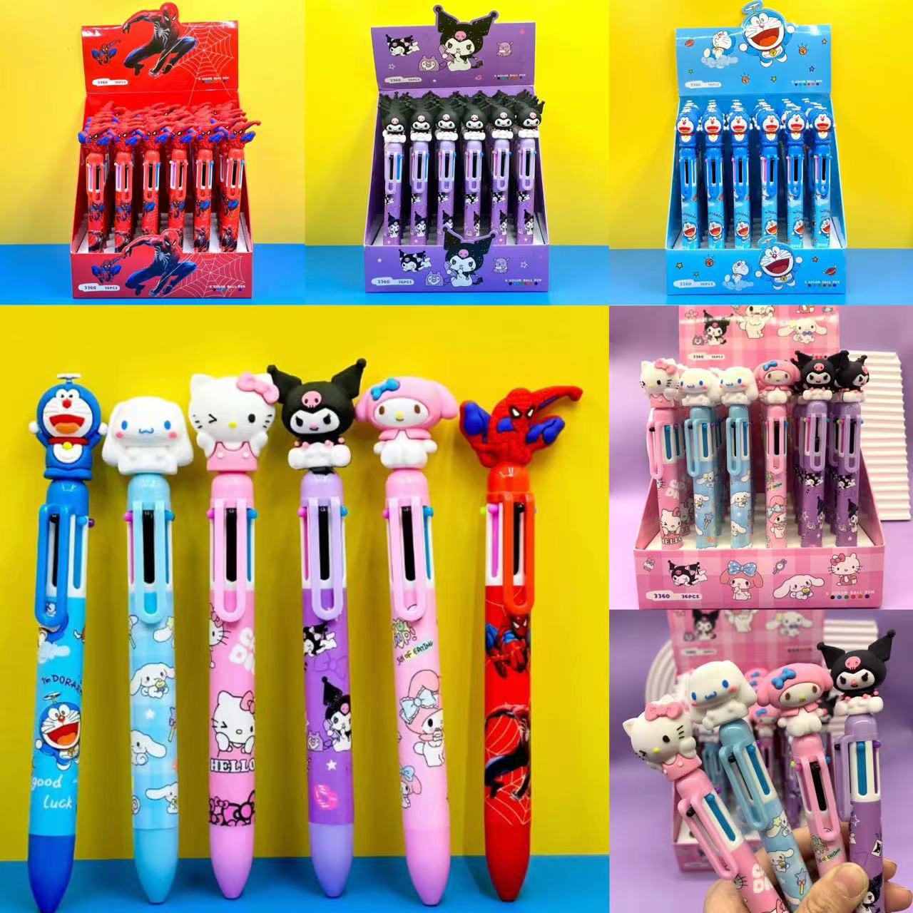 El Comercio exterior Sanrio coolomi de silicona de 6 colores bolígrafo gran oído perro melodía Spider-Man Multi-Color Diario pluma lote