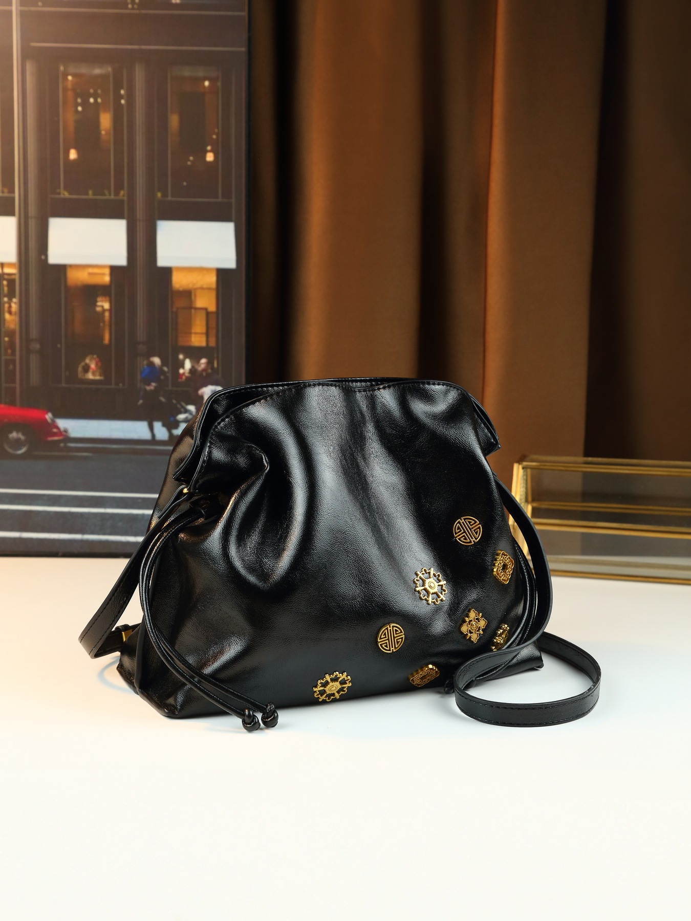 Pleated Drawstring Bucket Bag For Women Summer Shoulder Handbag_voghion.com