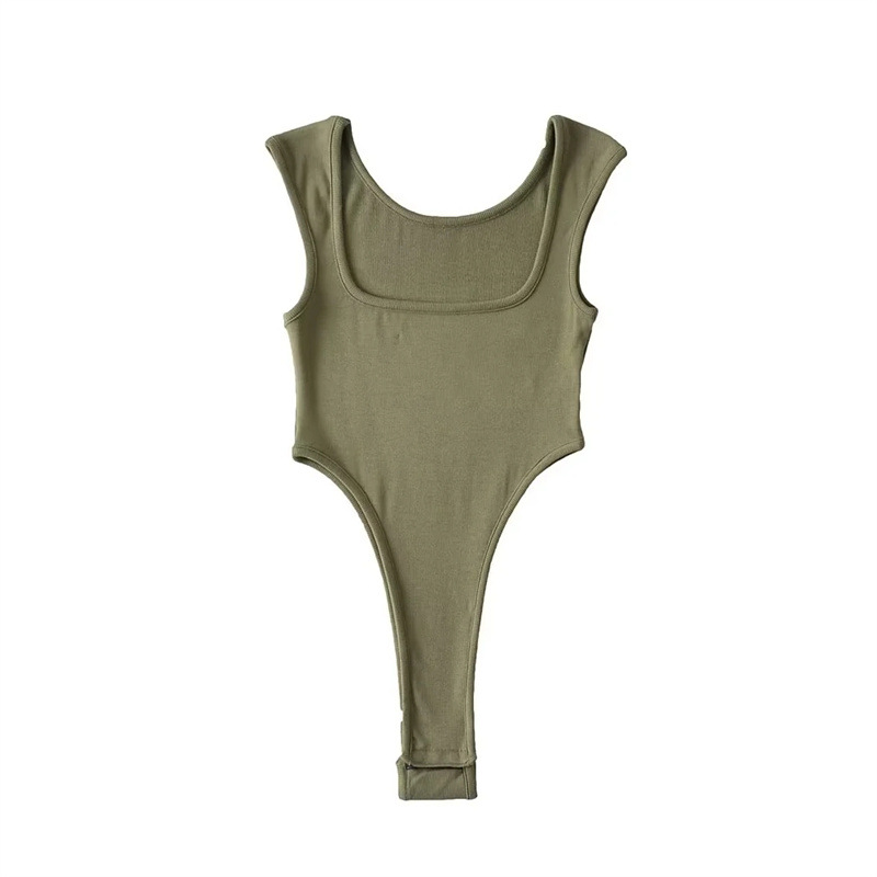 Europa y América sexy ins cuello cuadrado de moda chaleco otoño nuevo estilo desgaste interior 22 años color sólido Delgado mono sin mangas para las mujeres image 9