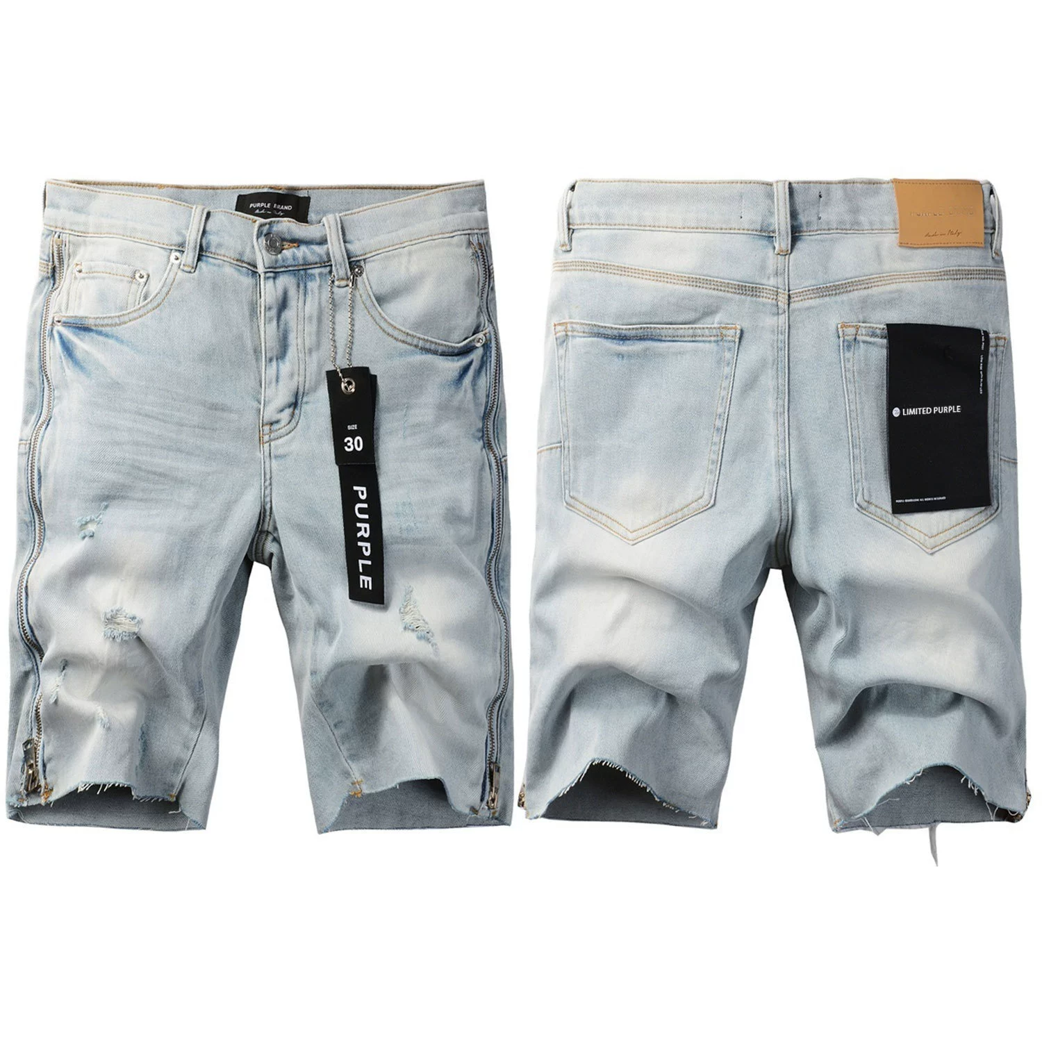 Европейский и американский трендовый бренд LIMITED PURPLE SHORTS фиолетовые брендовые уличные хип-хоп рваные distressed джинсовые шорты
