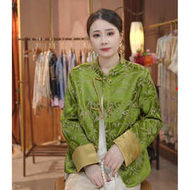 欧货中式唐装女富婆婆开衫上衣2024新款国风外套提花复古民族服饰