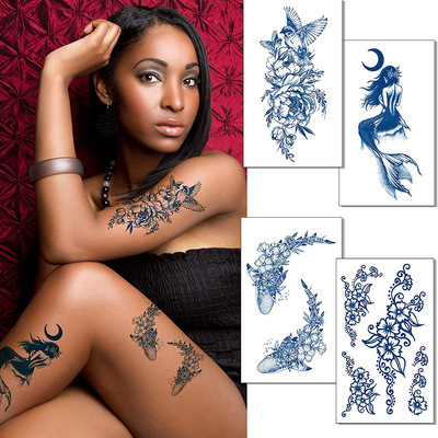 哑面不反光 果汁草本纹身贴纸 纯植物 半永久仿真刺青 tattoo|ms