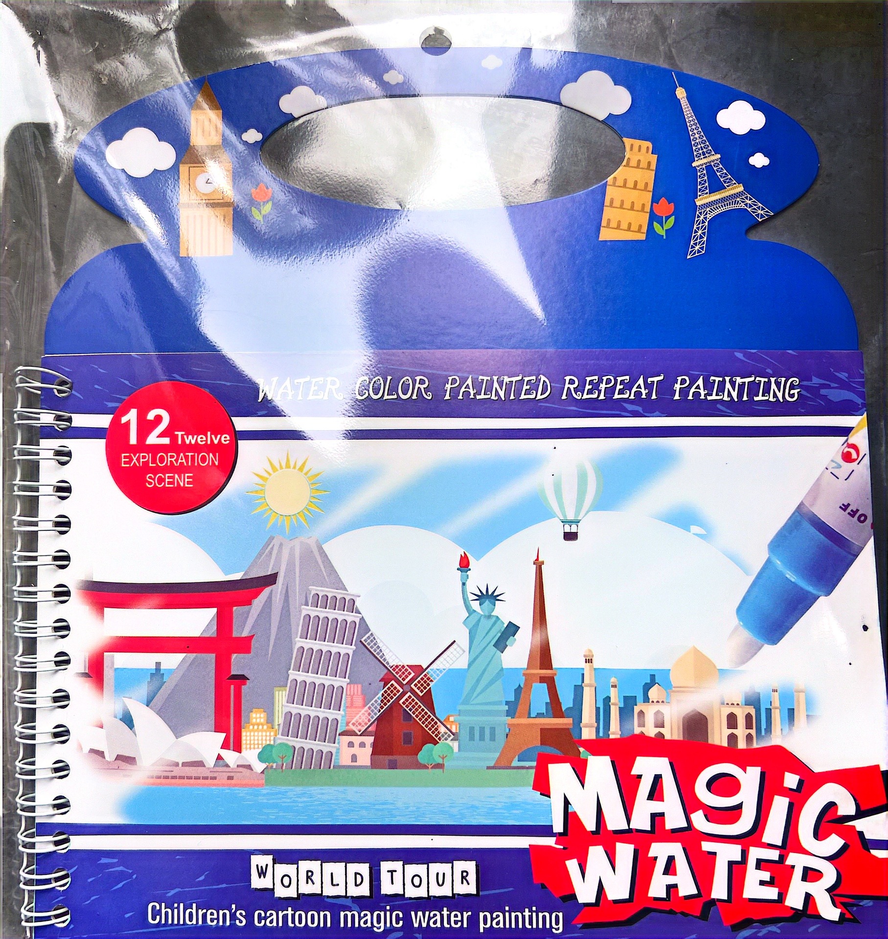 Pintura de agua portátil libro repetido graffiti pintura de agua libro portátil educación temprana libro para colorear educativo pintura de exhibición de agua mágica