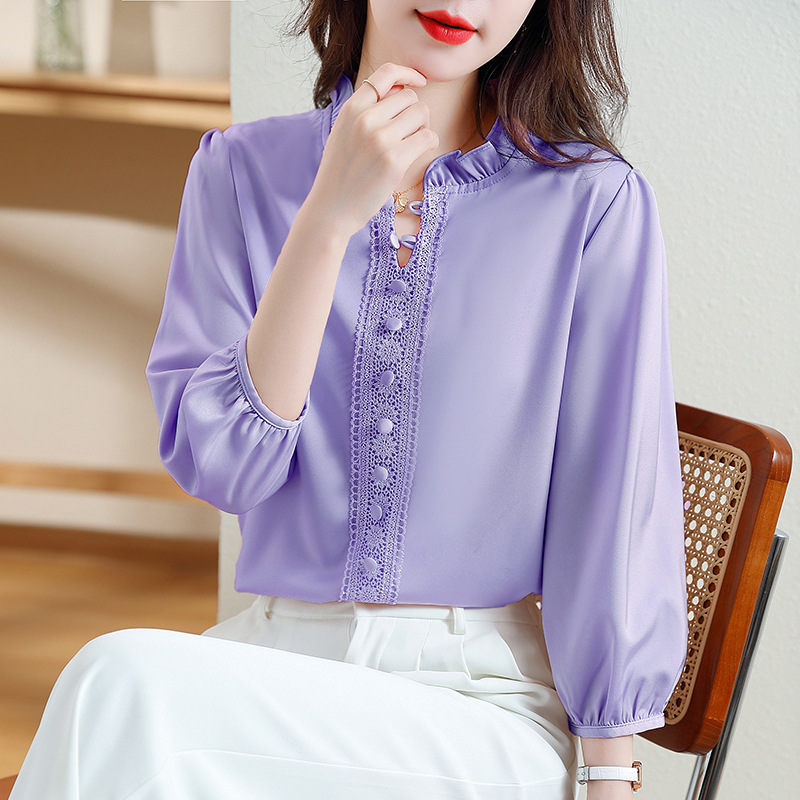 Demi-season elegant solid color fashionable shirt