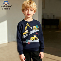 2025年春秋新作トレンドスウェット綿長袖男の子Tシャツ、小中児向けおしゃれカジュアル卸売子供服