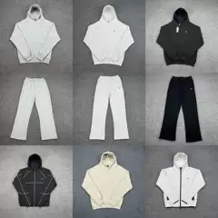 Trendy 6Pm New Embroidered Letter Loose Fleece Hooded Sweatshirt Unisex Drill Hip-Hop Casual Sweatpants Set