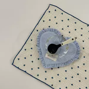 New Lace Heart Plaid Coaster Cute Fabric Jewelry Heat Insulation Anti-Scald Hanging Mat Photography Mat Ins Style