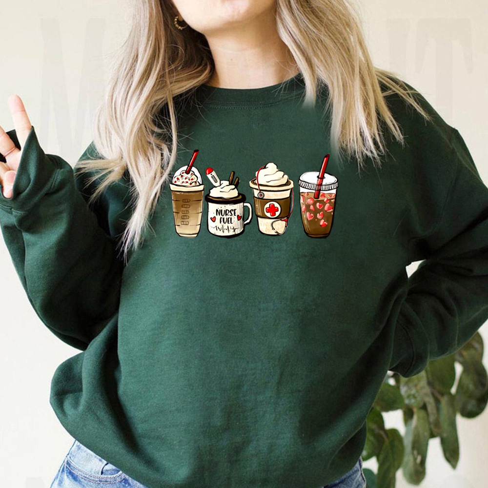 Nurse Fuel Coffee Sweatshirt Iced Coffee Graphic Pullover