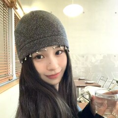 韩系秋冬针织帽亮光挂珠装饰套头帽毛线帽时尚显脸小纯色包头冷帽