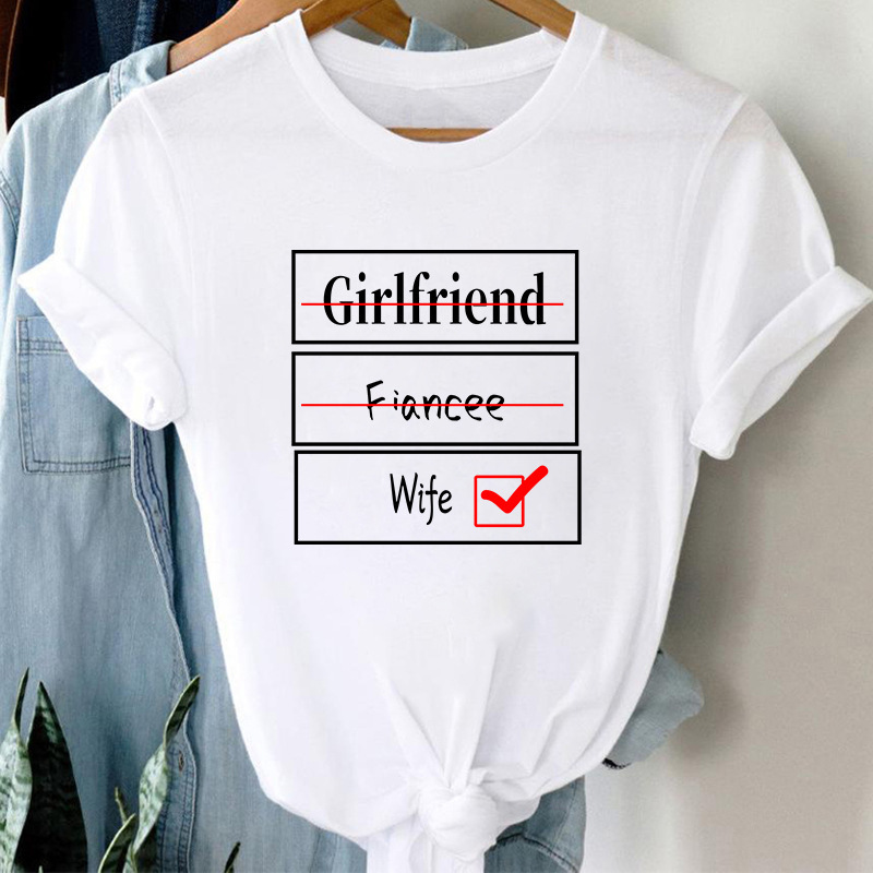 2022 summer girlfriend fiancee wife English letter printing personality Street creative short sleeve t-shirt women