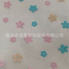 【新品】涤纶台版网纱小花 圆点印花 烫金烫银网布裙子面料