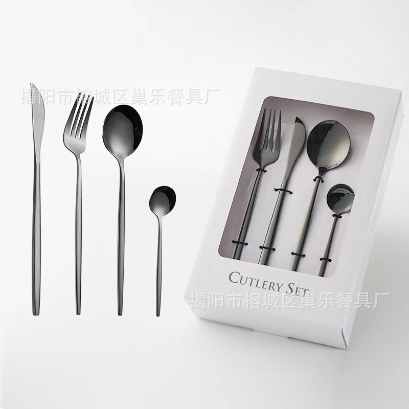 Juego de cucharas, tenedores y cucharas de acero inoxidable portugués Juego de 24 piezas de vajilla de Amazon Juego de cucharas de hotel de estilo occidental creativo tenedor