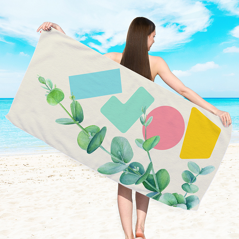 Amazon toalla de playa de tela de toalla de doble cara europea y americana toalla de baño de playa de microfibra impresa transfronteriza