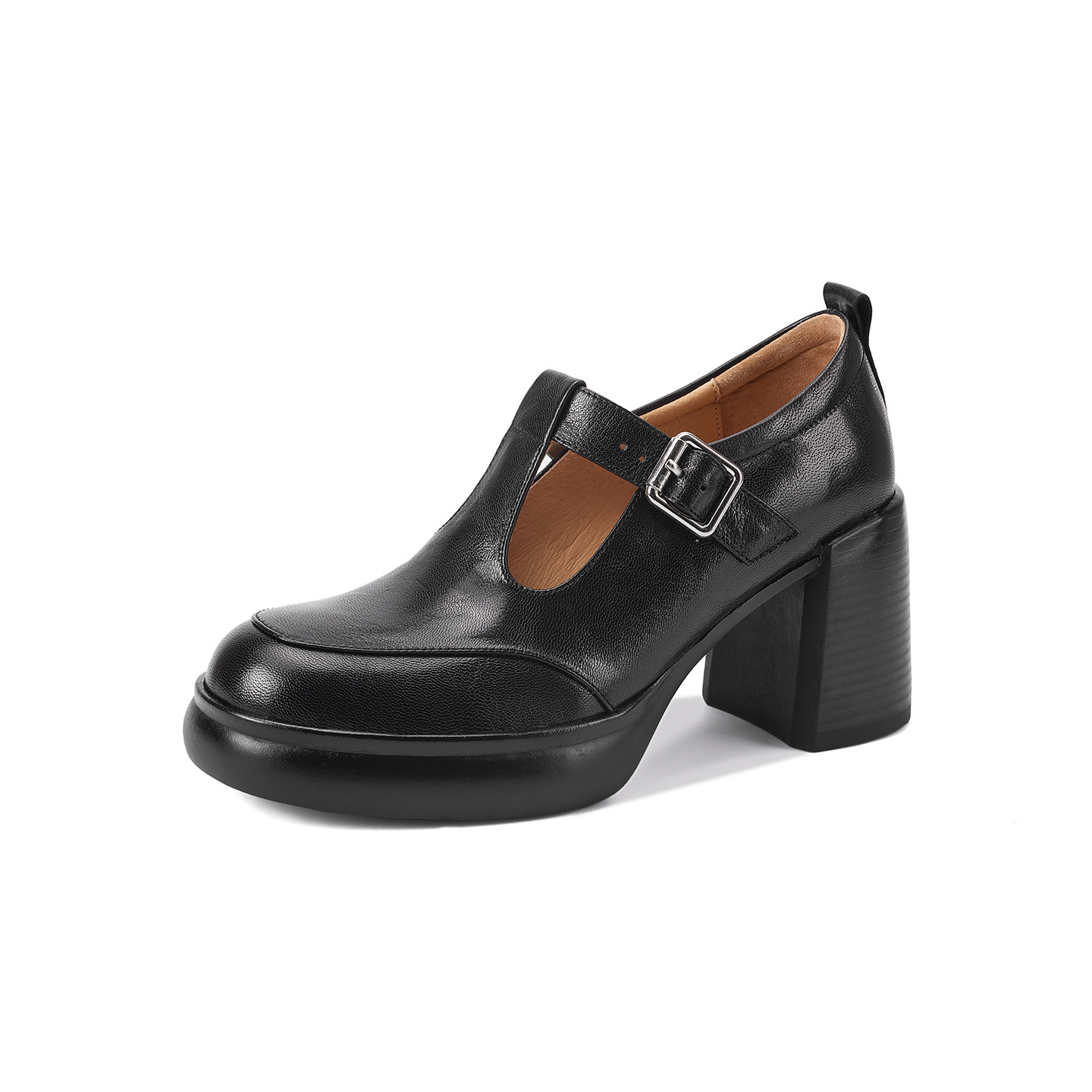 Giày Mary Jane nữ da cừu cao gót 6 cm phong cách vintage — màu nâu chi tiết 13