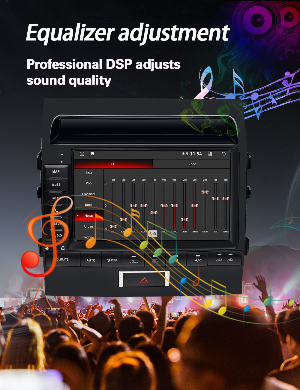 Suitable for Toyota Land Cruiser Car-Mounted Central Control Large-Screen Android Navigation System with Reversing Image, Bluetooth, and Wifi All-In-One Device