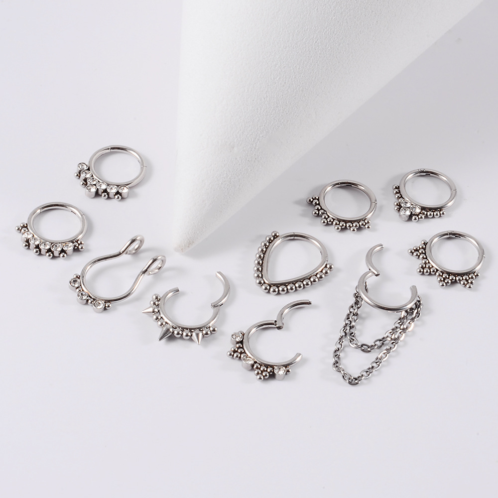 1g Weight Rhinestones, Zircon Inlay Material Nose Ring Classification 1 Piece Quantity 1 Piece Nose Rings & Studs Hip-Hop Round 304 Stainless Steel Rhinestone Copper Plating Rhinestones Zircon Nose Pin