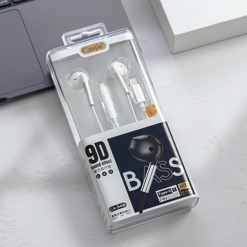 Kashijie Ca-348 Smart Compatible Type-C Jack Earbuds with Microphone Wired Mobile Phone Headphones