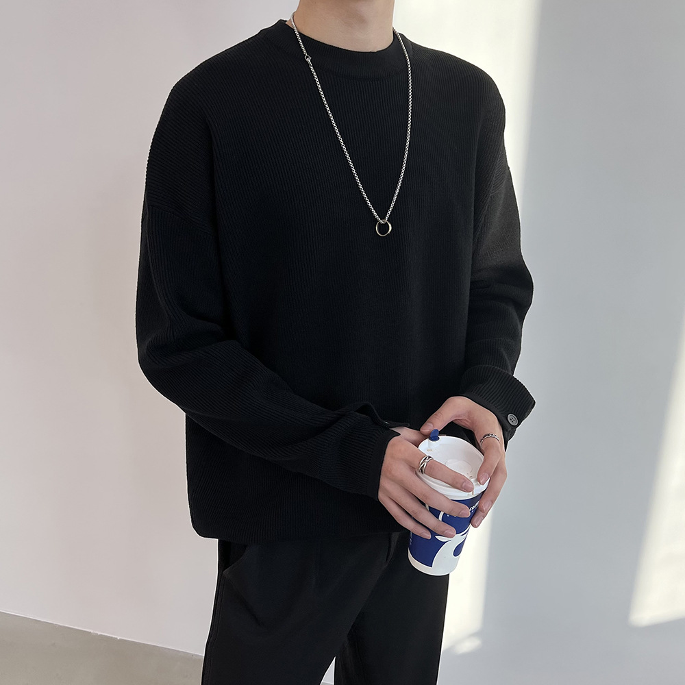 Diseño de viento perezoso un suéter de nicho masculino suelto cuello redondo Otoño e Invierno engrosado suéter marea inferior con un suéter de punto